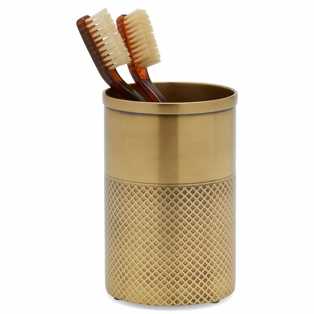 Hagen Stainless Steel Brush Holder - Antique Brass