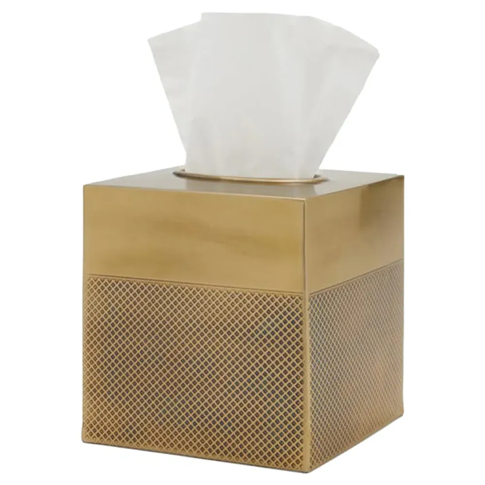 Hagen Stainless Steel Tissue Box - Antique Brass