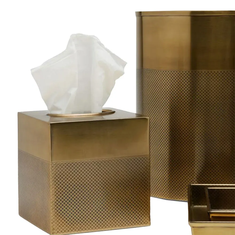 Hagen Stainless Steel Tissue Box - Antique Brass
