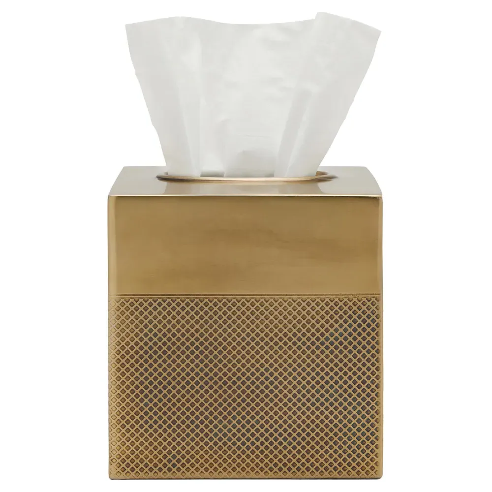 Hagen Stainless Steel Tissue Box - Antique Brass