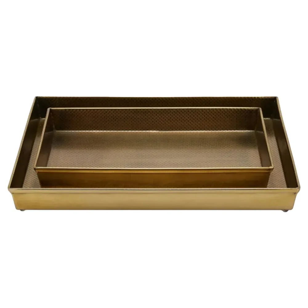 Hagen Stainless Steel Tray Set of 2 - Antique Brass