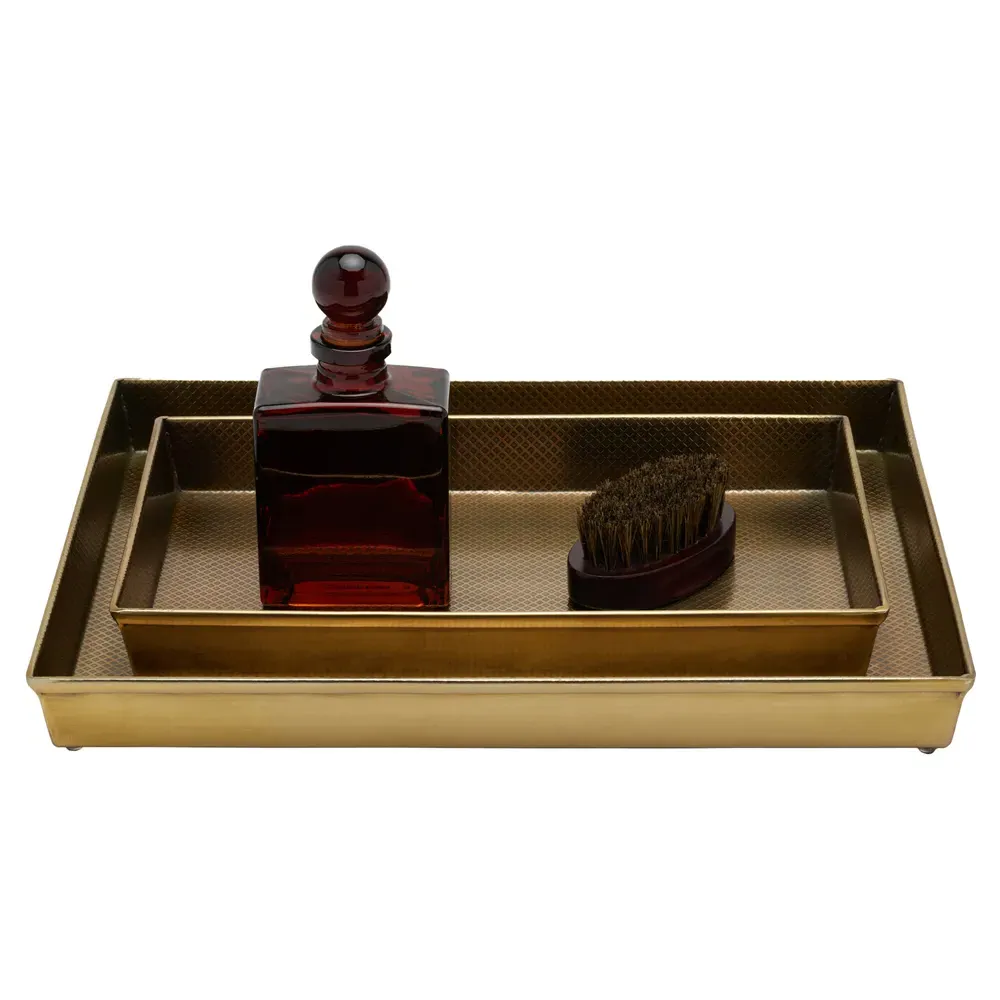 Hagen Stainless Steel Tray Set of 2 - Antique Brass