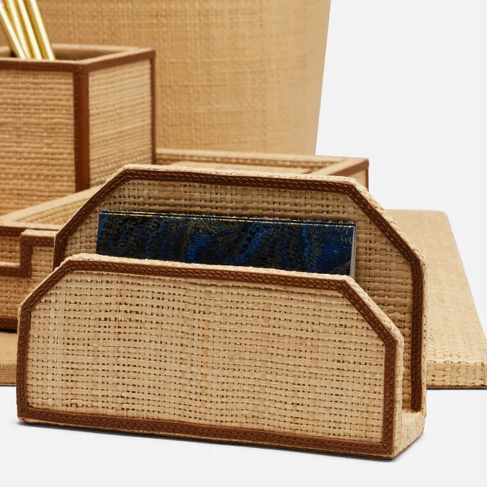 Hanford 4 Piece Letter Tray Set - Brown, Raffia