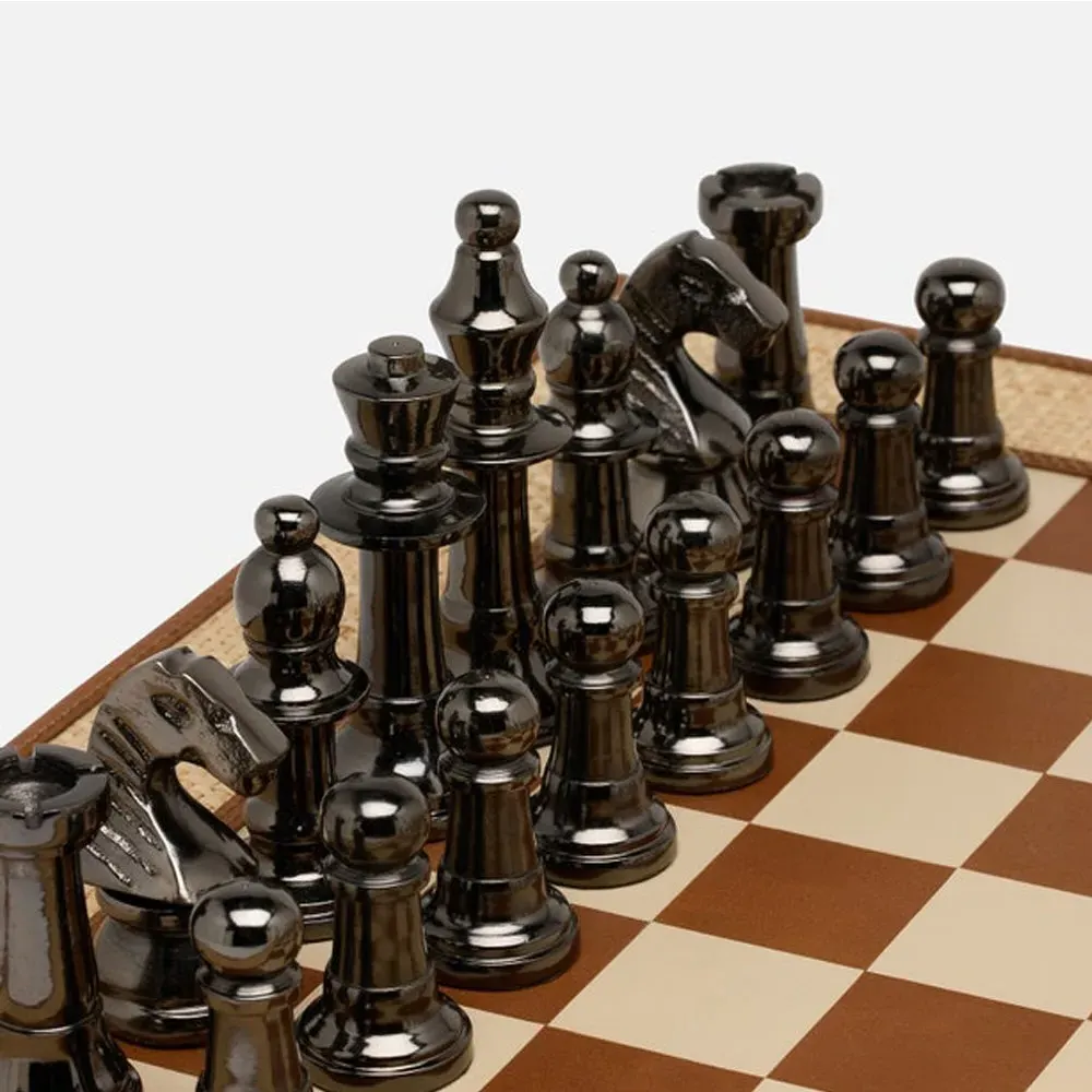 Hanford Chess Set - Brown, Raffia