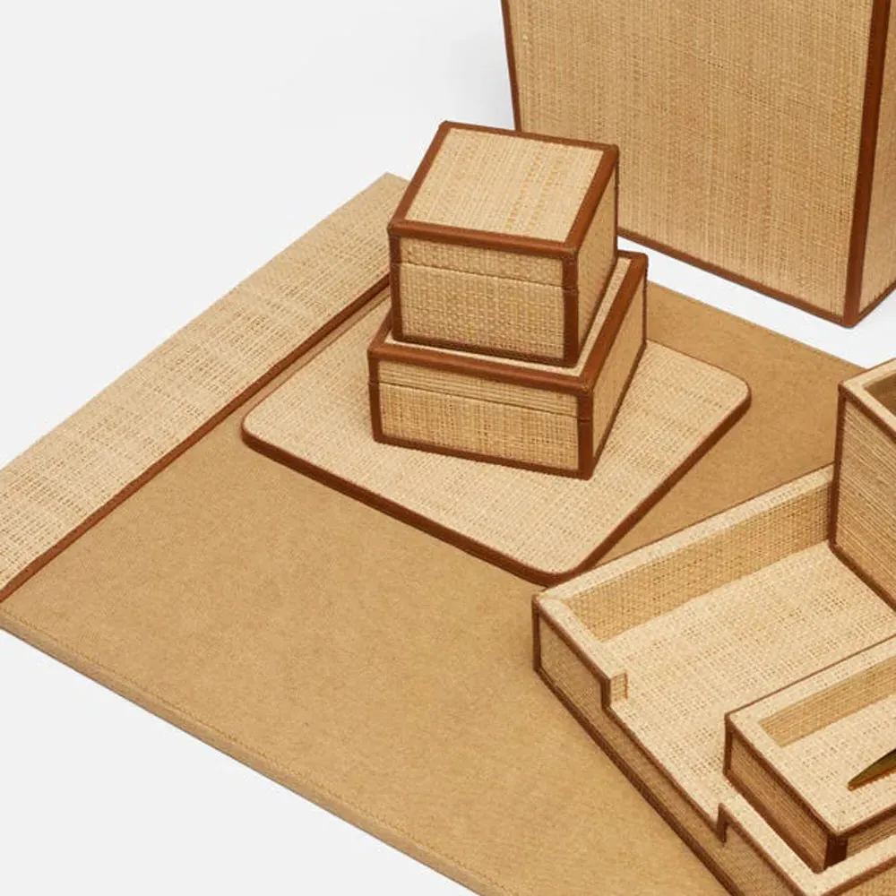 Hanford Decorative Box Set - Brown, Raffia