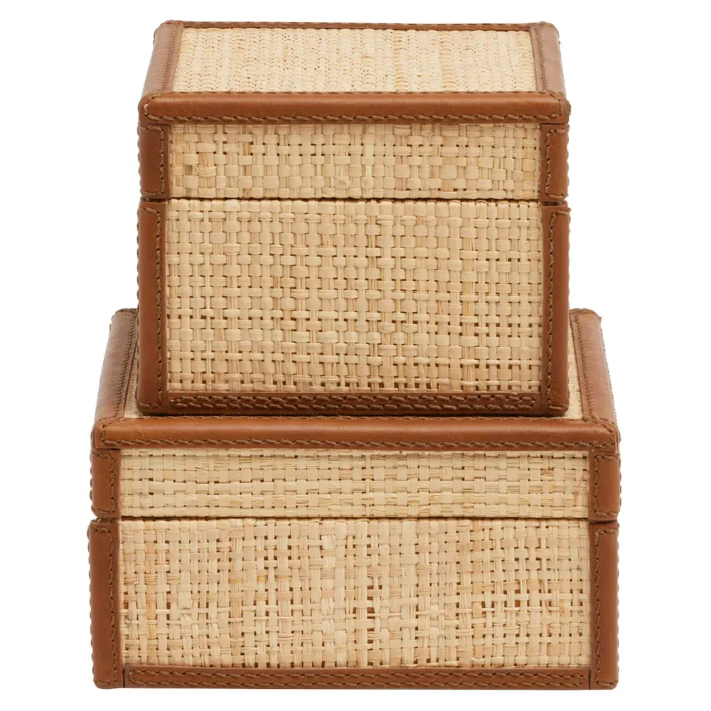 Hanford Decorative Box Set - Brown, Raffia