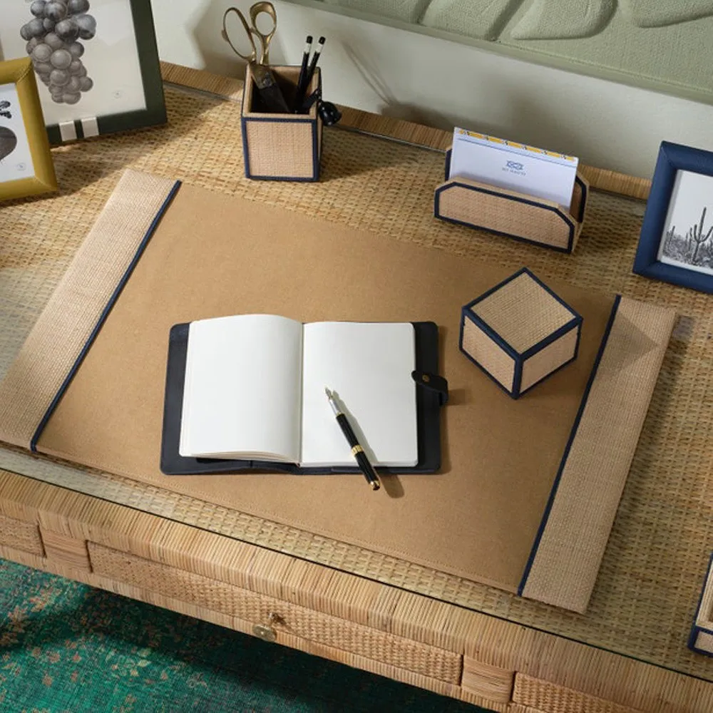 Hanford Decorative Box Set - Navy Blue, Raffia