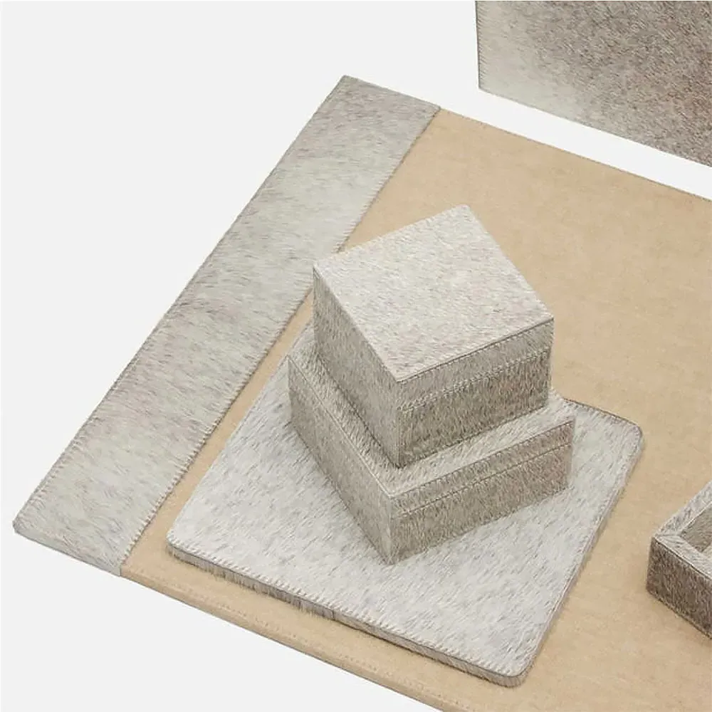 Hyde Desk Blotter Mouse Pad Set - Grey, Hair On Hide