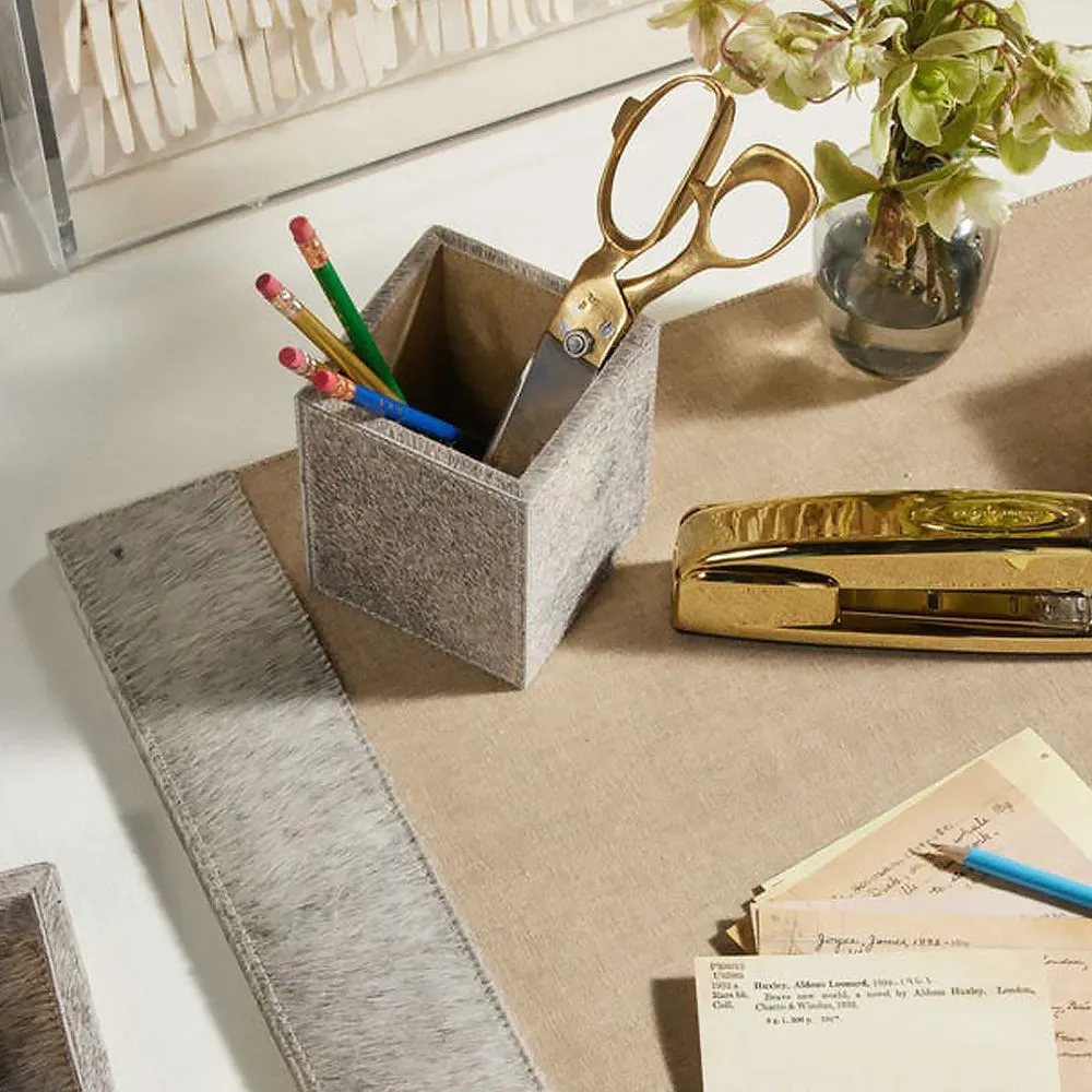 Hyde Desk Blotter Mouse Pad Set - Grey, Hair On Hide