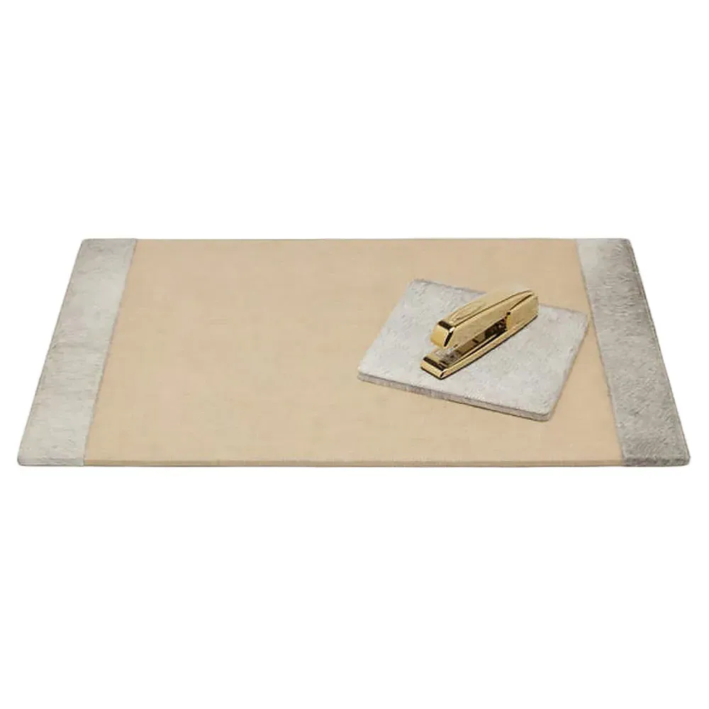 Hyde Desk Blotter Mouse Pad Set - Grey, Hair On Hide