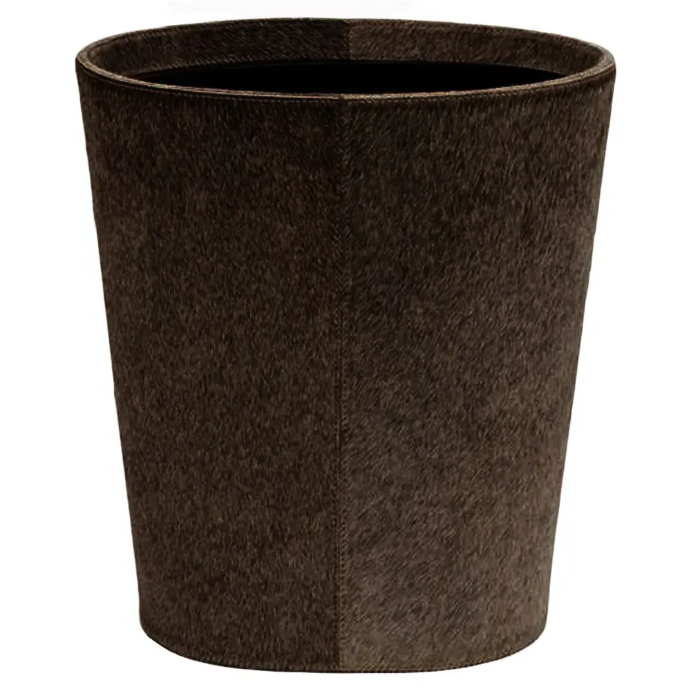 Hyde Oval Waste Basket - Brown, Hair On Hide