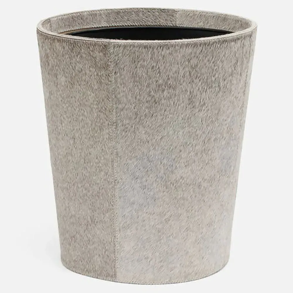 Hyde Oval Waste Basket - Grey, Hair On Hide