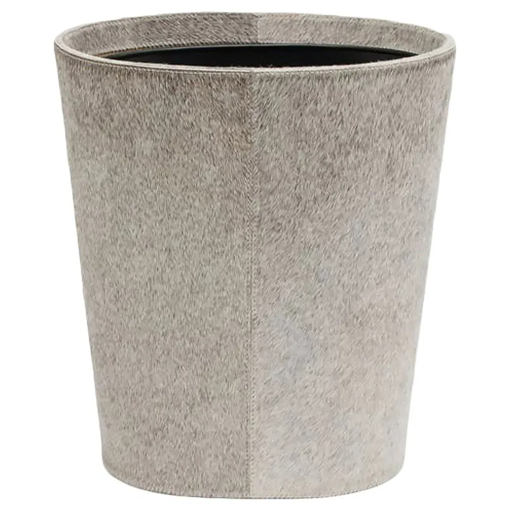 Hyde Oval Waste Basket - Grey, Hair On Hide