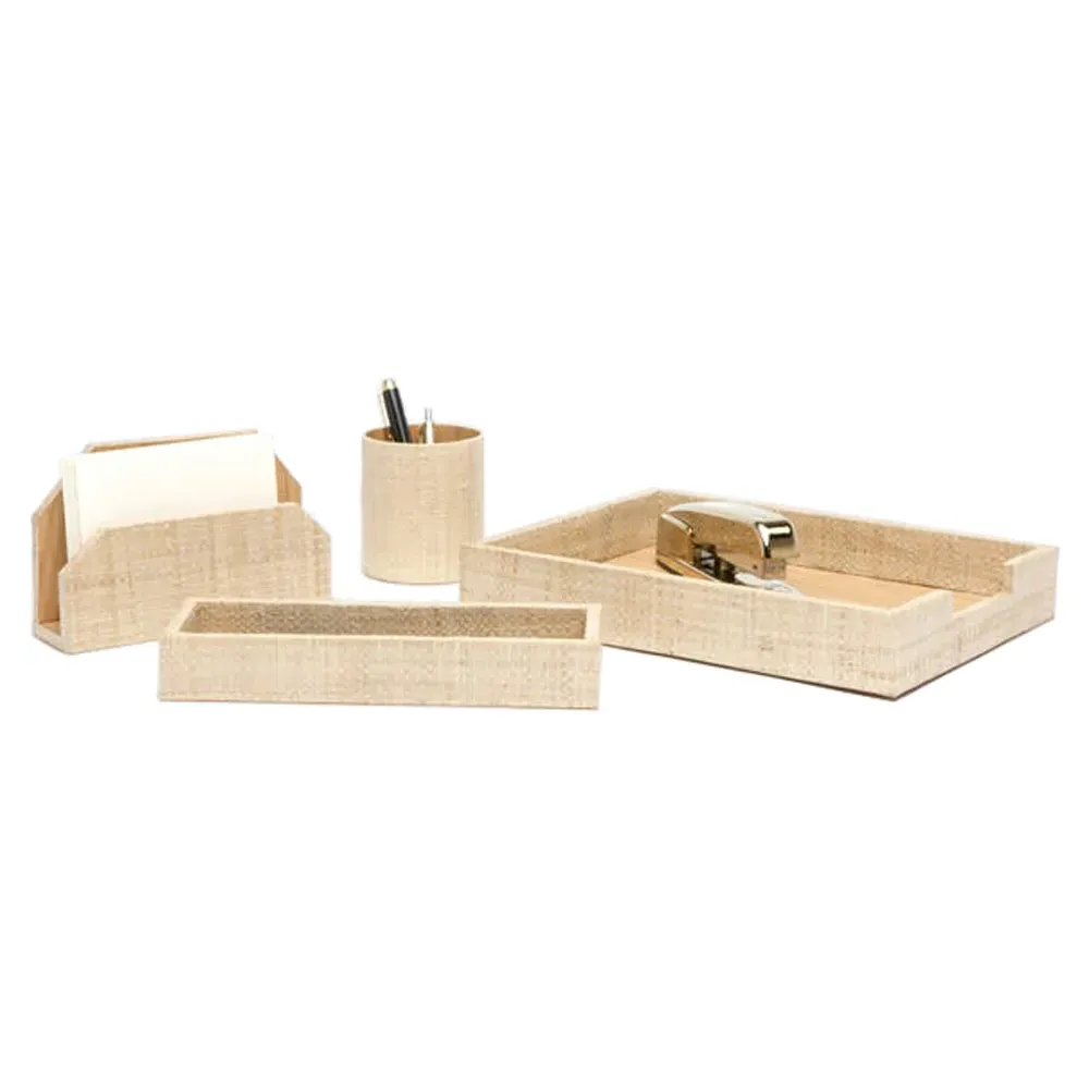 Koba Coastal Office Accessory Set of 4 - Brown, Bagor Grass image