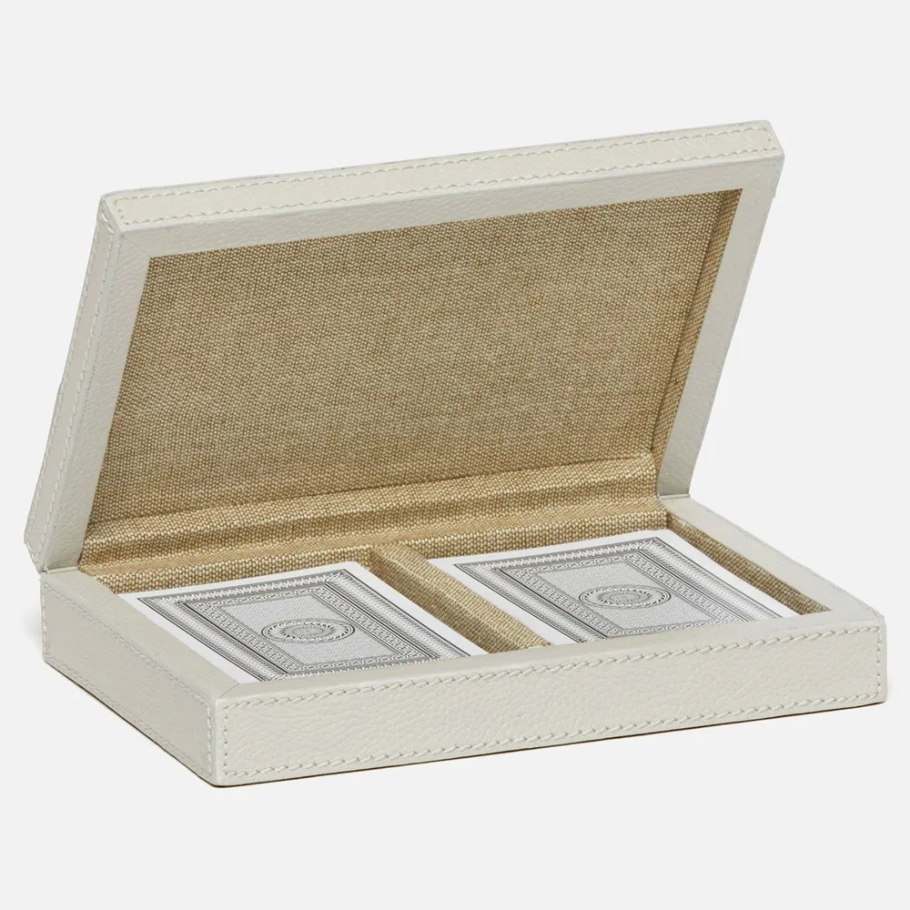 Lecco Card Game Box - Light Gray, Leather
