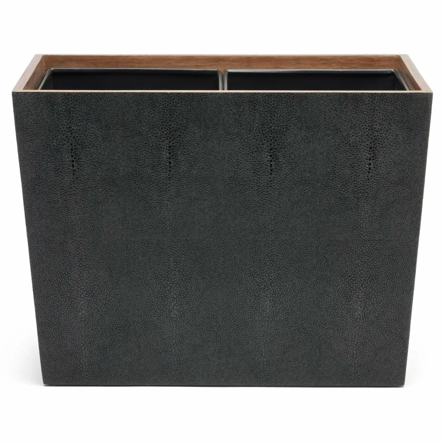Manchester Double Wastebasket - Black, Faux Shagreen