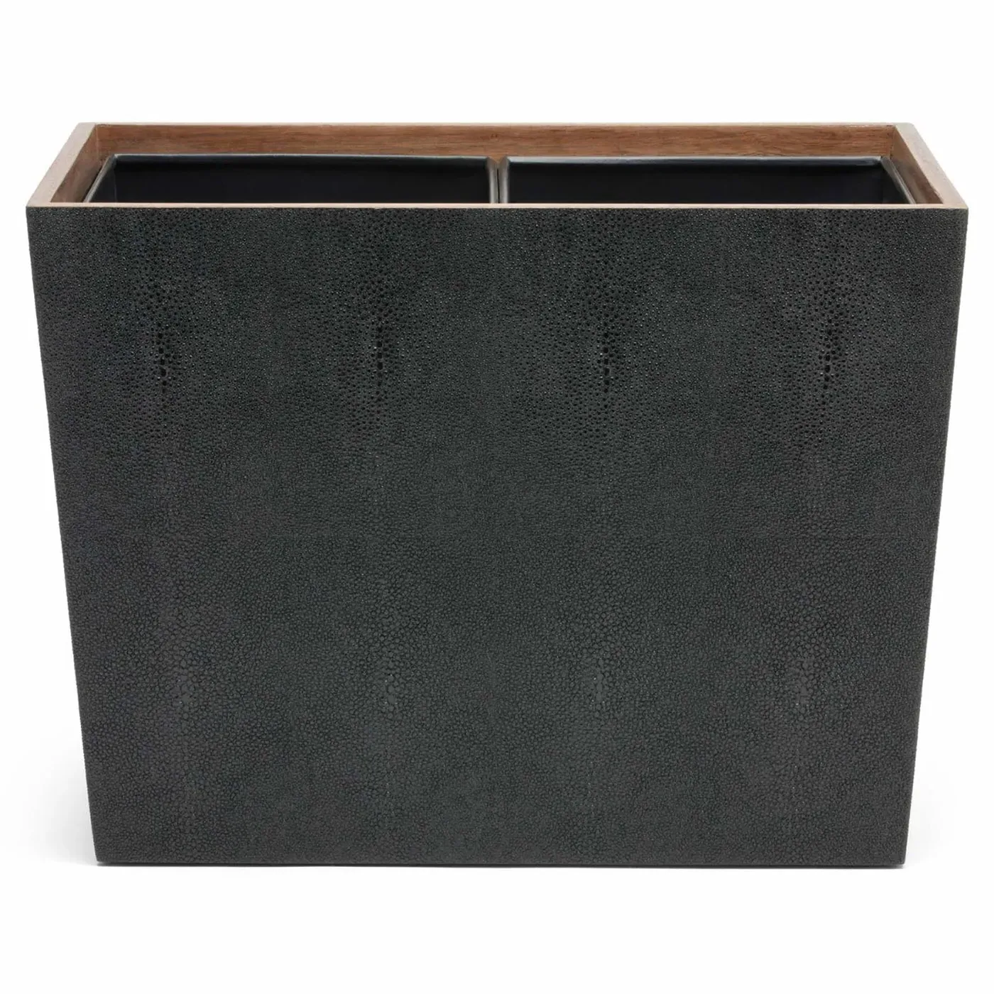 Manchester Double Wastebasket - Black, Faux Shagreen