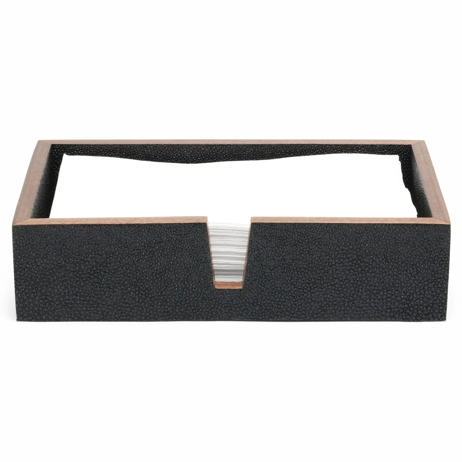 Manchester Hand Towel Tray Set of 2 - Black, Faux Shagreen