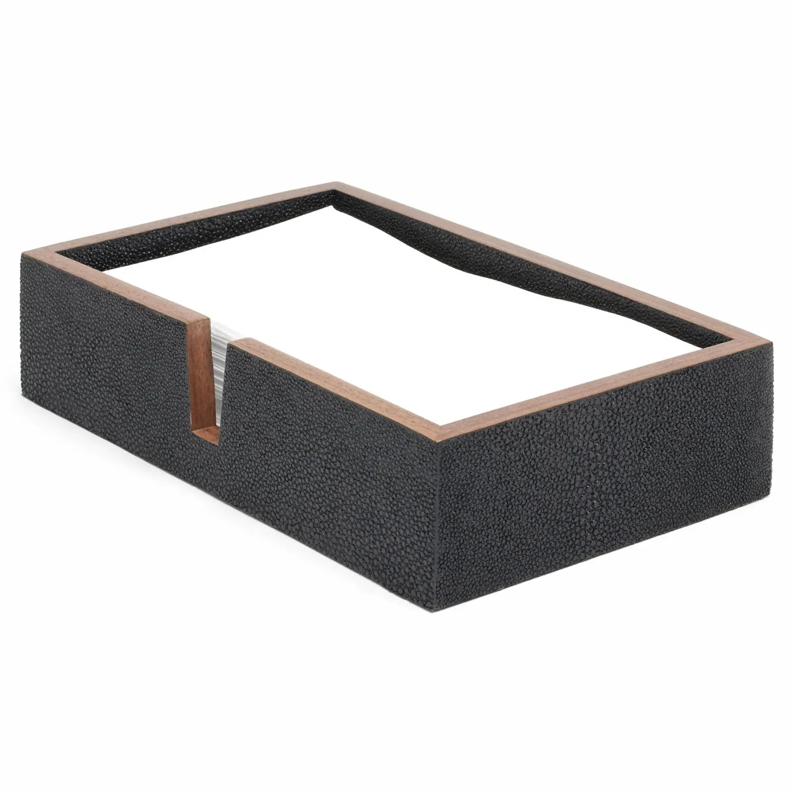 Manchester Hand Towel Tray Set of 2 - Black, Faux Shagreen