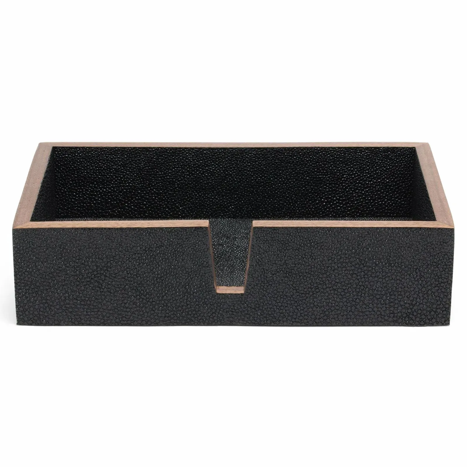 Manchester Hand Towel Tray Set of 2 - Black, Faux Shagreen