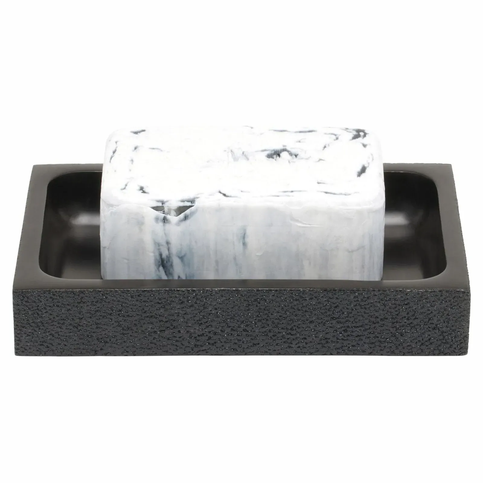 Manchester Large Soap Dish - Black, Faux Shagreen
