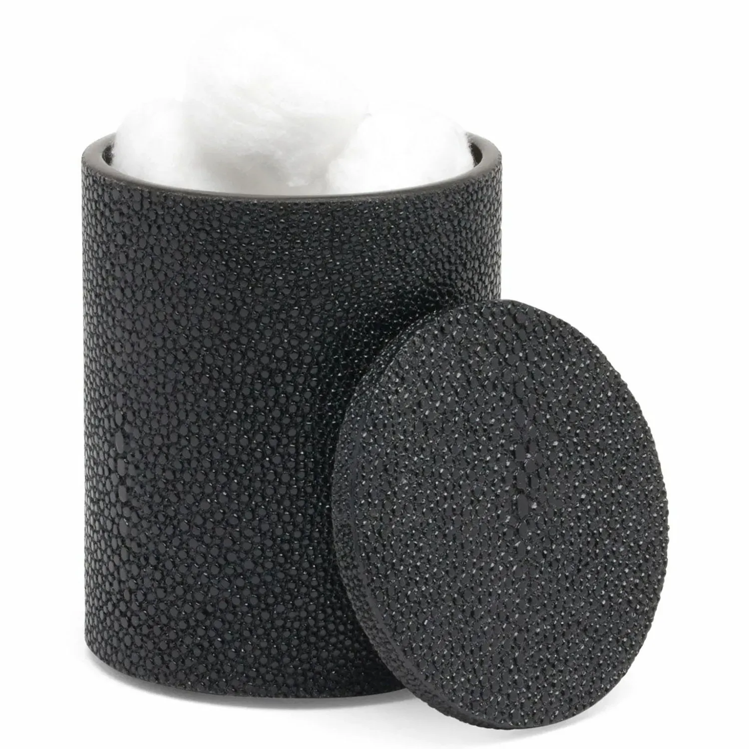 Manchester Small Canister - Black, Faux Shagreen