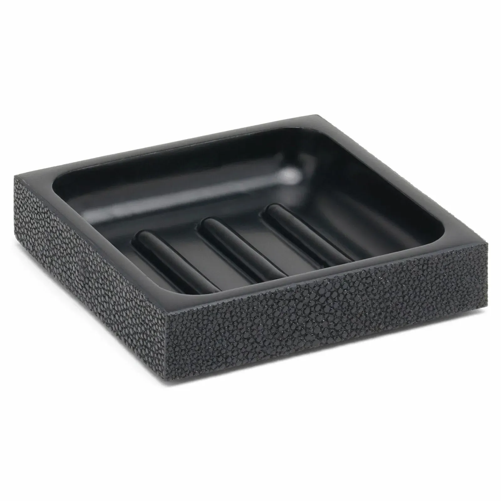 Manchester Small Soap Dish - Black, Faux Shagreen