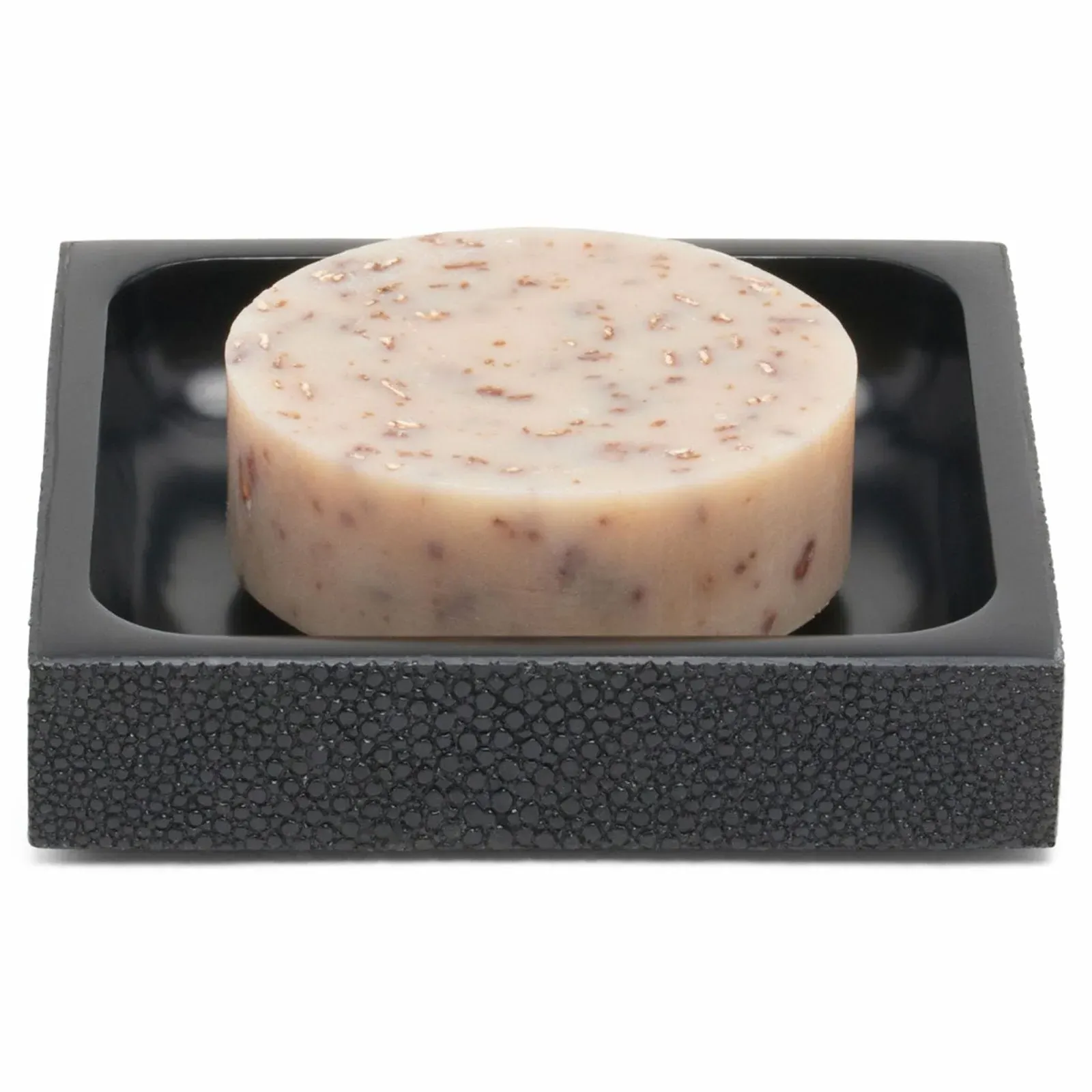 Manchester Small Soap Dish - Black, Faux Shagreen