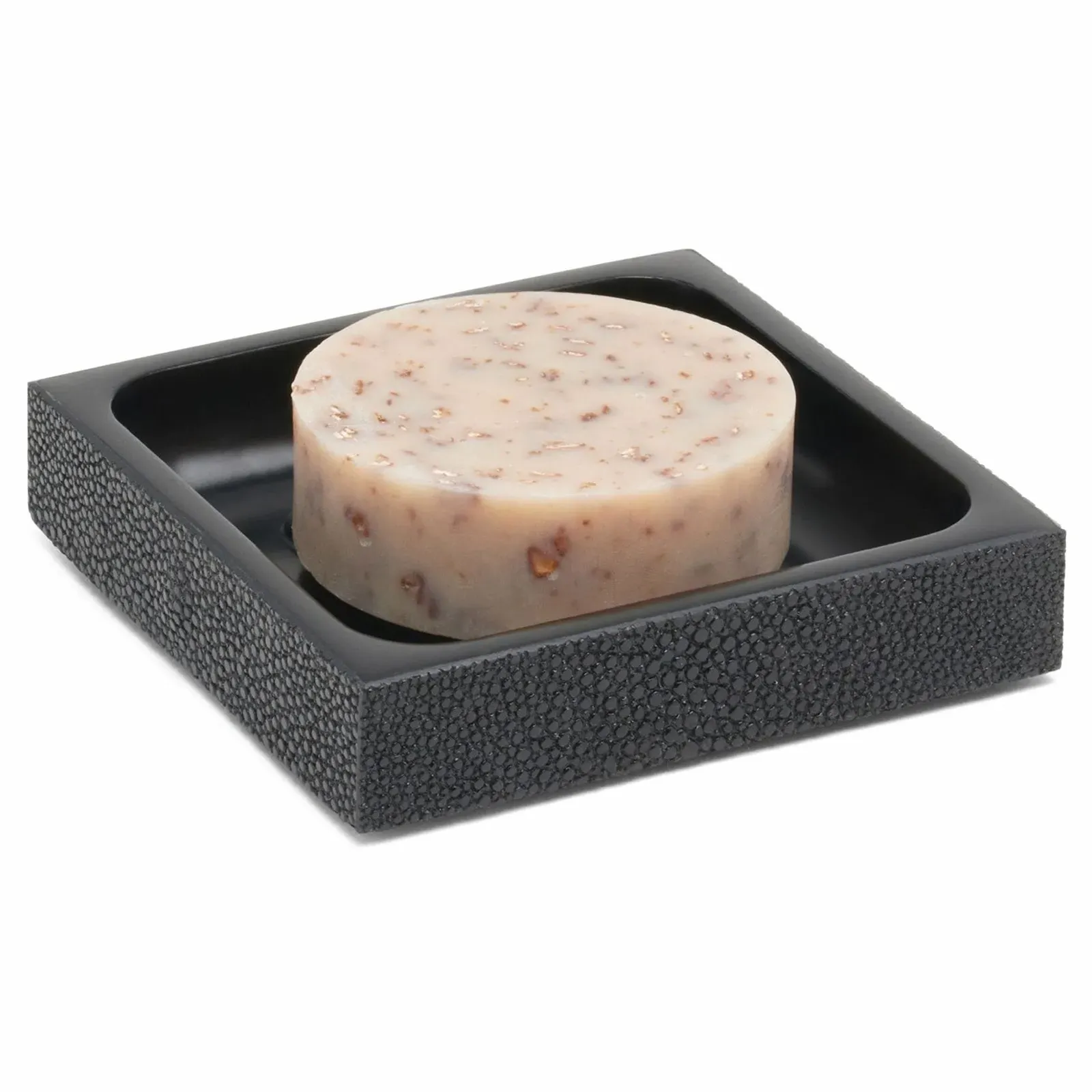 Manchester Small Soap Dish - Black, Faux Shagreen