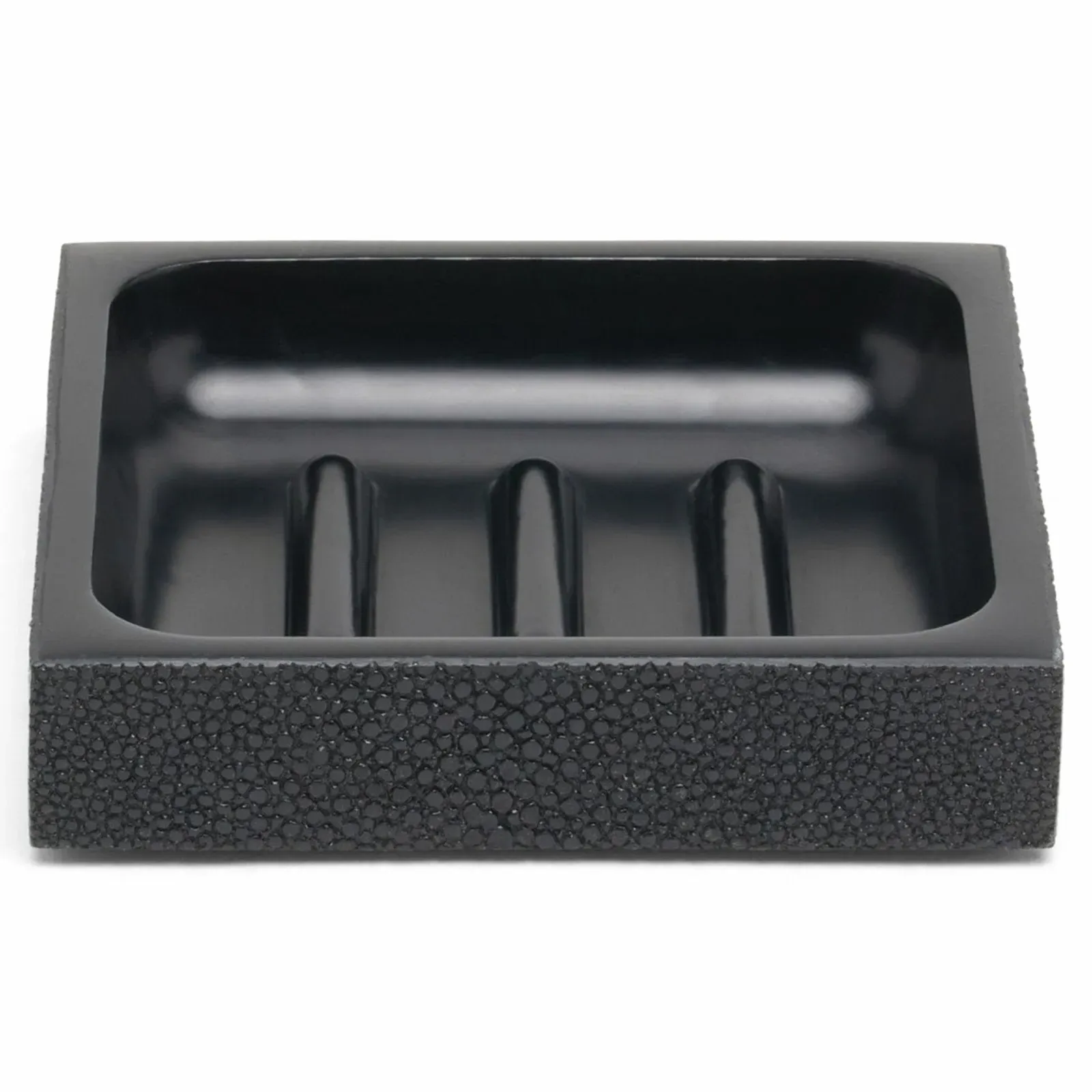 Manchester Small Soap Dish - Black, Faux Shagreen image