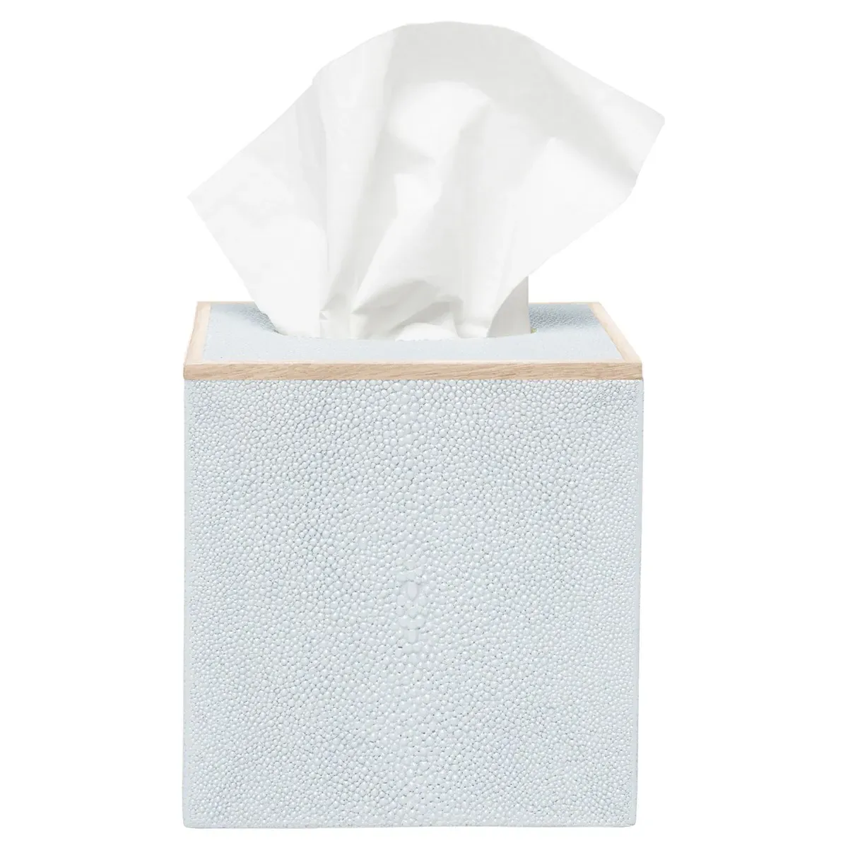 Manchester Small Tissue Box - Cloud Grey, Faux Shagreen