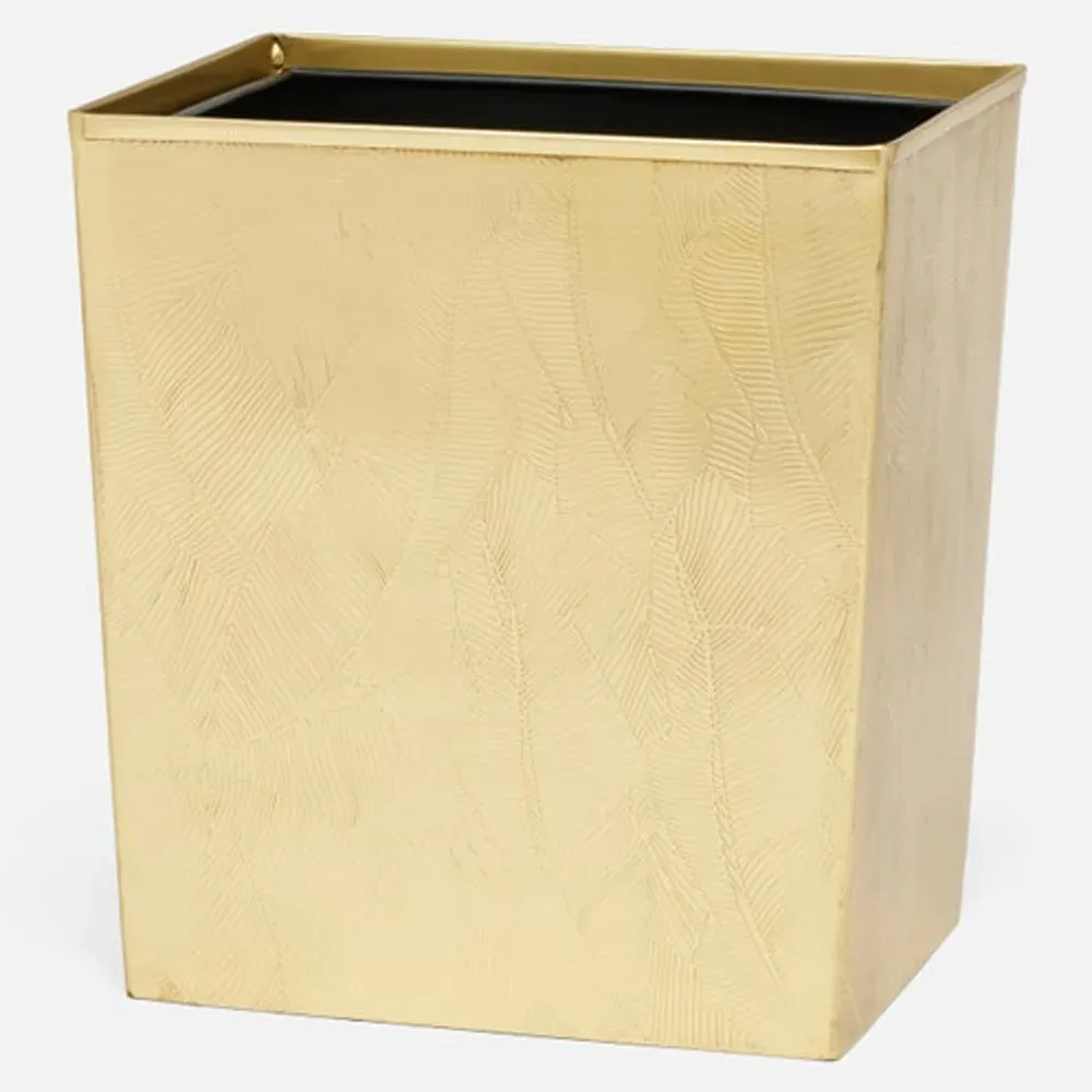 Mancora Rectangular Waste Basket - Gold, Brass
