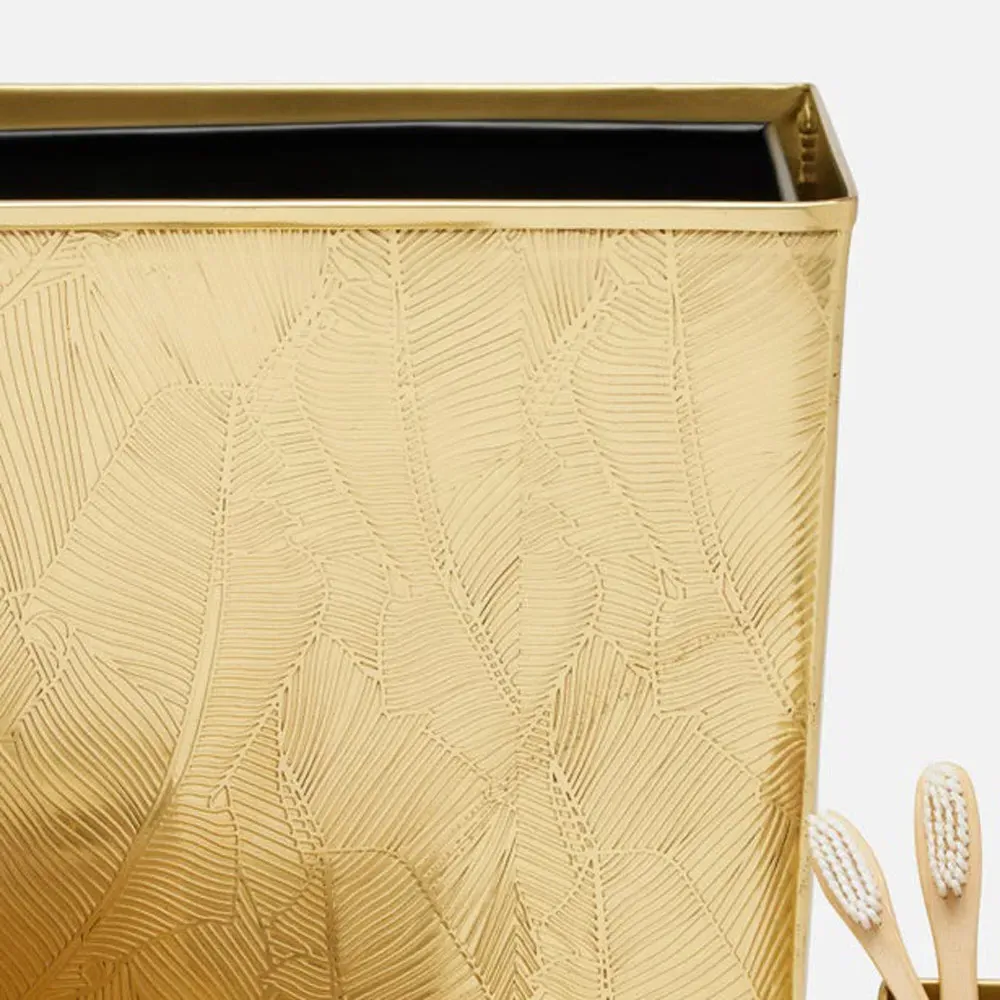 Mancora Rectangular Waste Basket - Gold, Brass