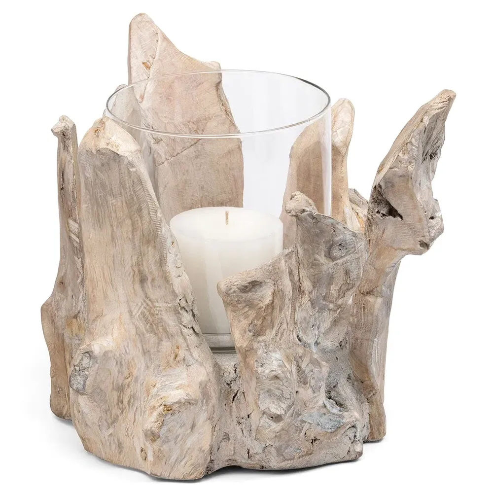 Maringa Small Hurricane Candle Holder - Brown, Driftwood image