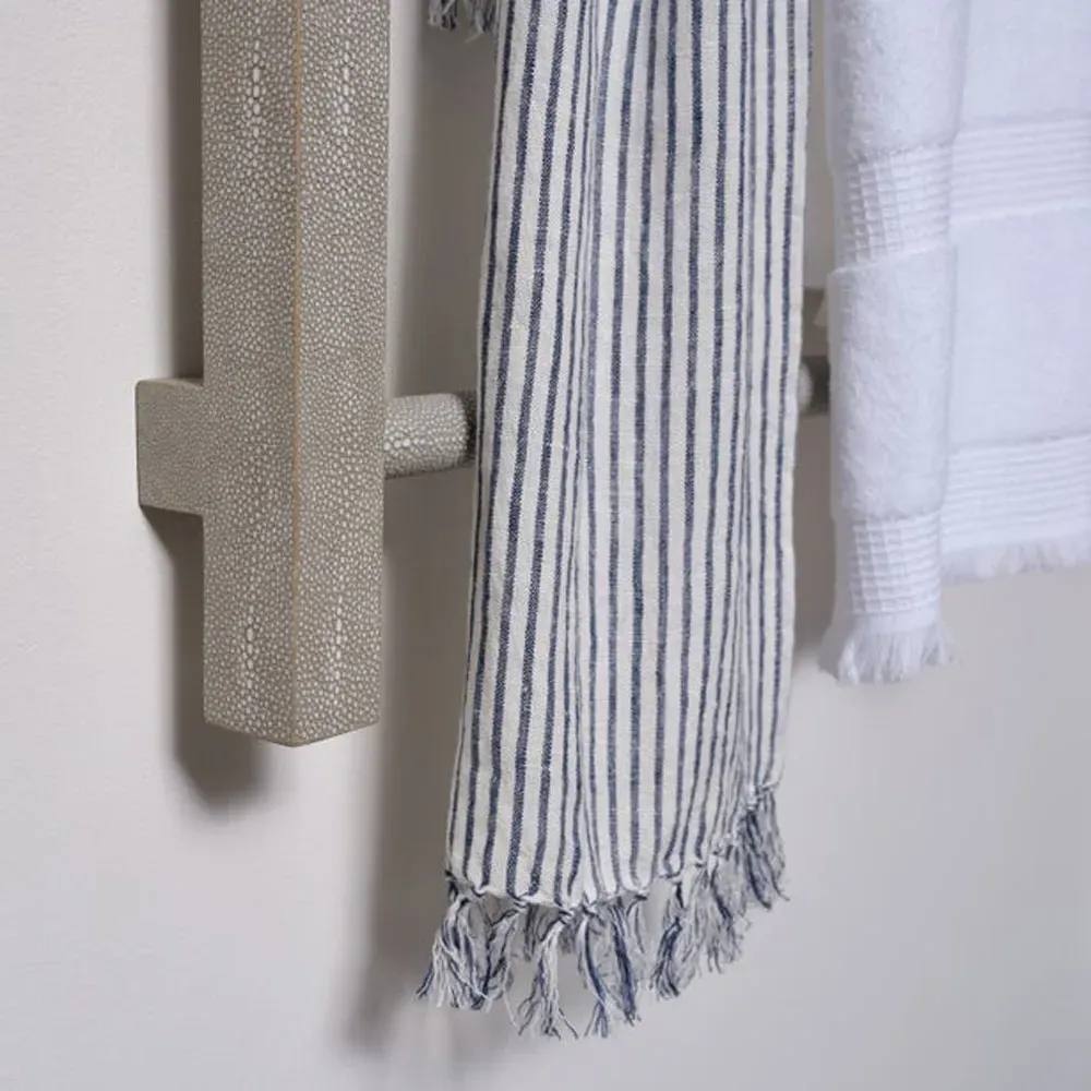 Nicosia Striped Linen Guest Towel Set of 3 - White, Blue