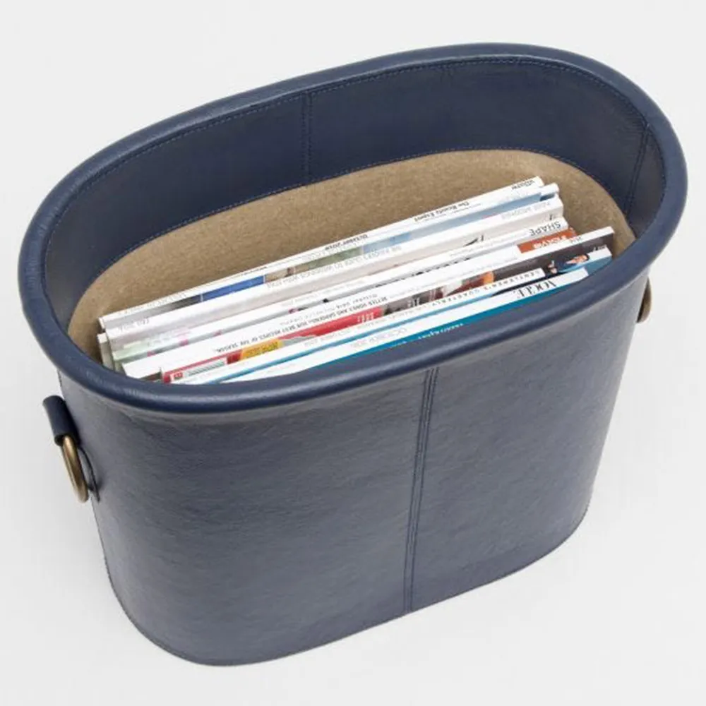 Ogden Leather Magazine Holder - Navy