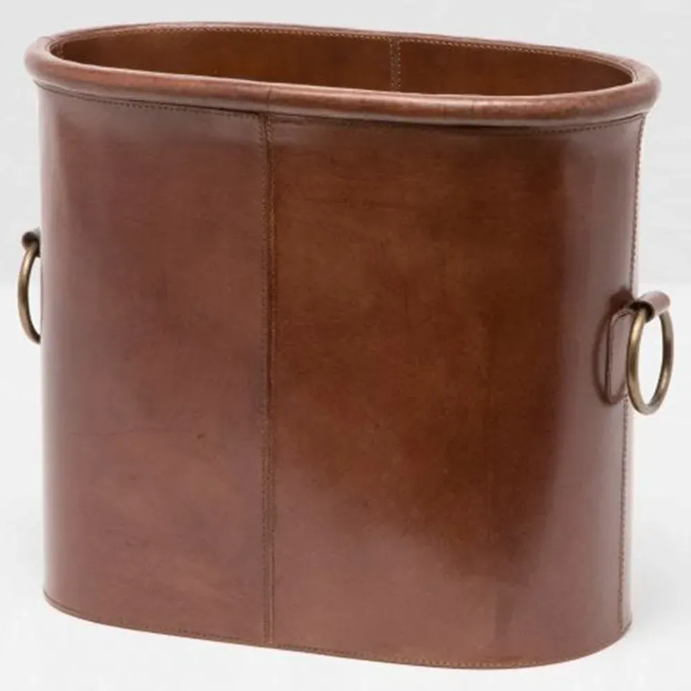 Ogden Magazine Holder with Brass Handles - Tobacco, Leather