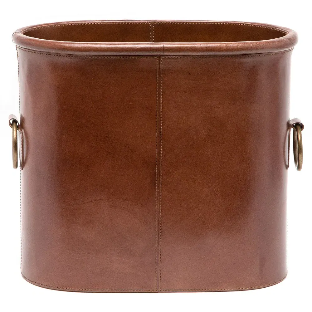Ogden Magazine Holder with Brass Handles - Tobacco, Leather