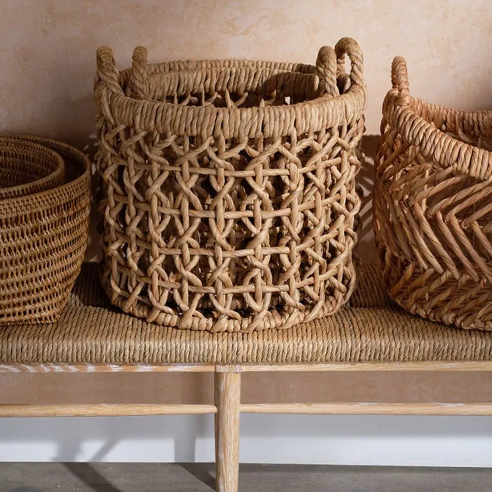 Olivia Floor Basket Set - Natural, Water Hyacinth