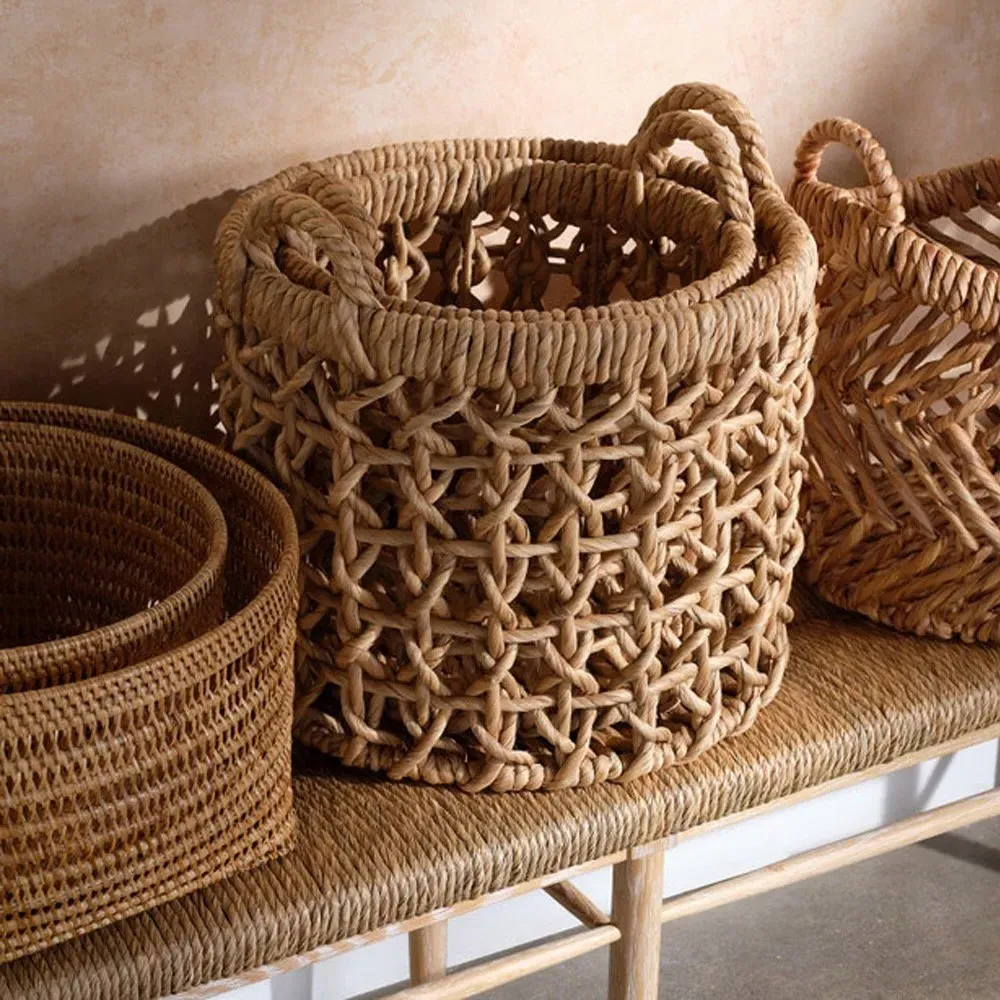 Olivia Floor Basket Set - Natural, Water Hyacinth