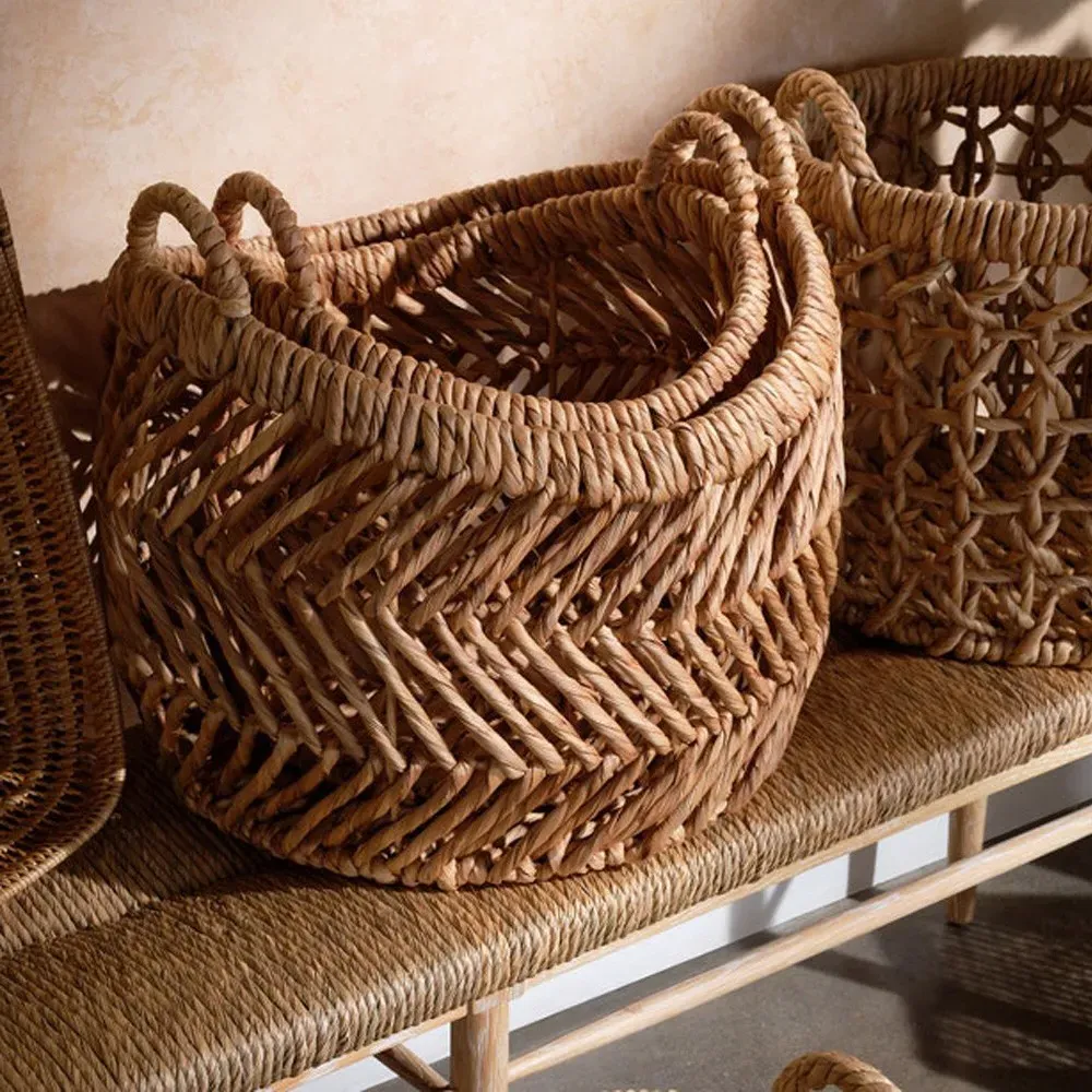 Olivia Floor Basket Set - Natural, Water Hyacinth