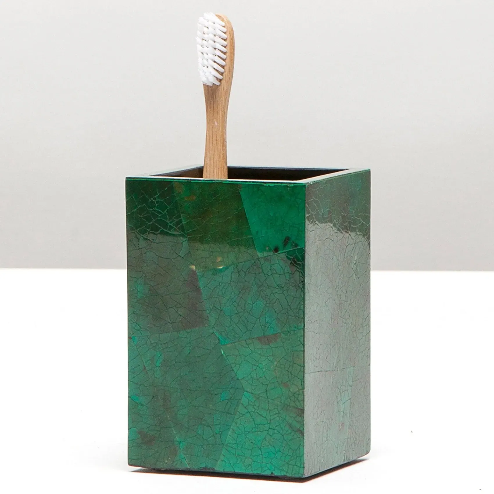 Palm Beach Brush Holder - Emerald, Shell