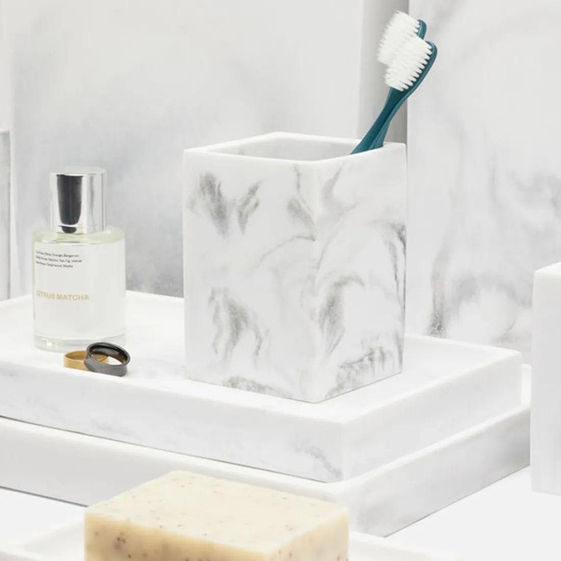 Parma Brush Holder - White, Resin