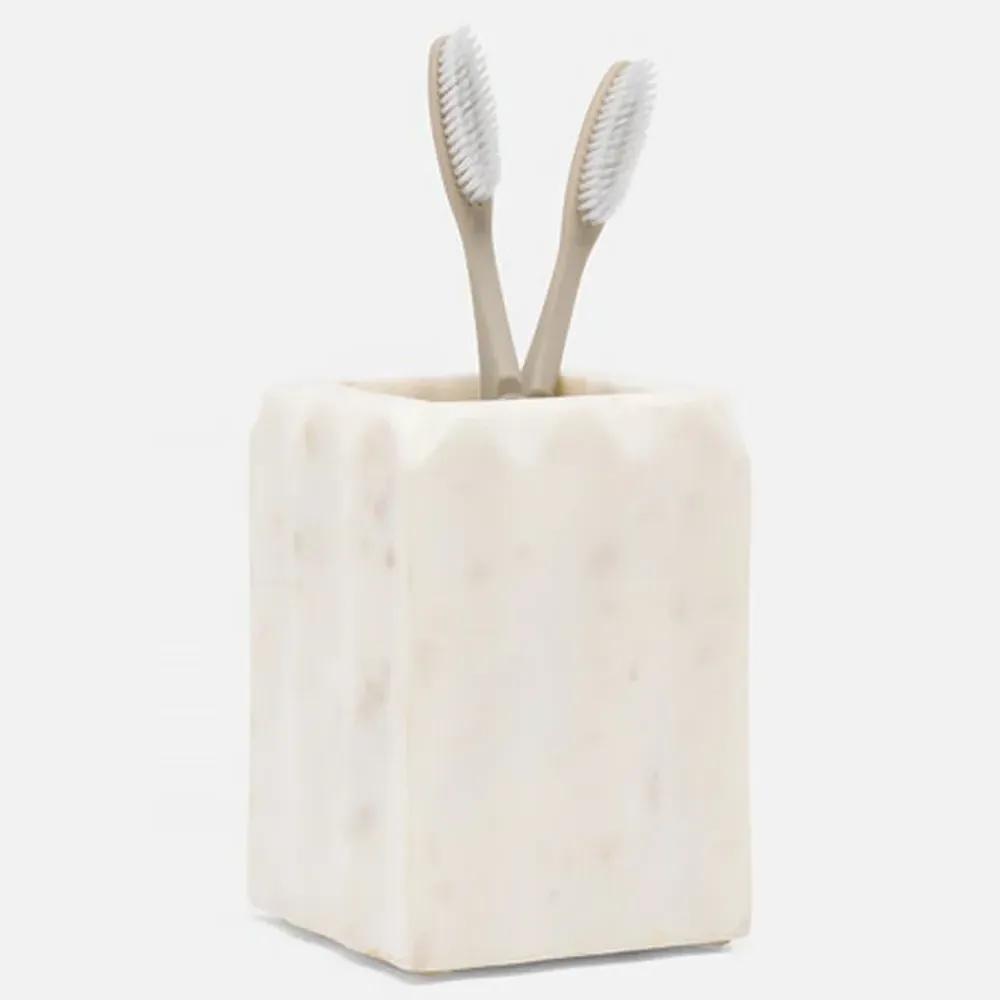 Proviso Fluted Brush Holder - White, Marble