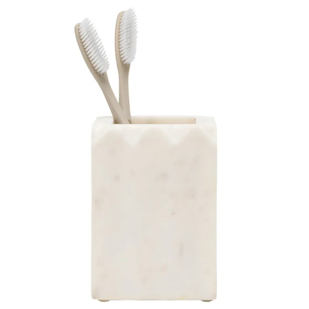 Proviso Fluted Brush Holder - White, Marble