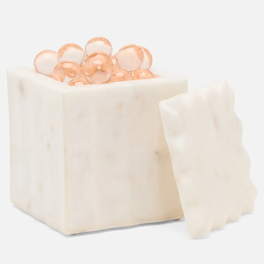 Proviso Large Fluted Canister - White, Marble