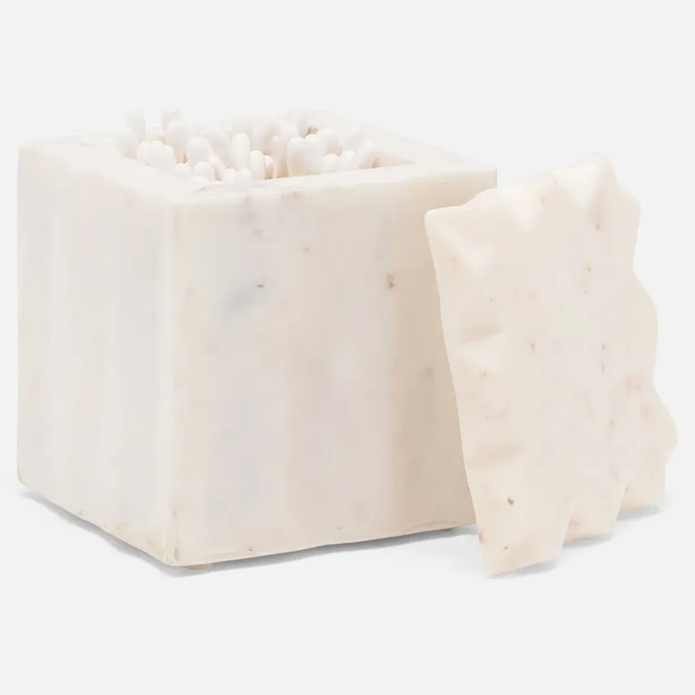 Proviso Small Fluted Canister - White, Marble