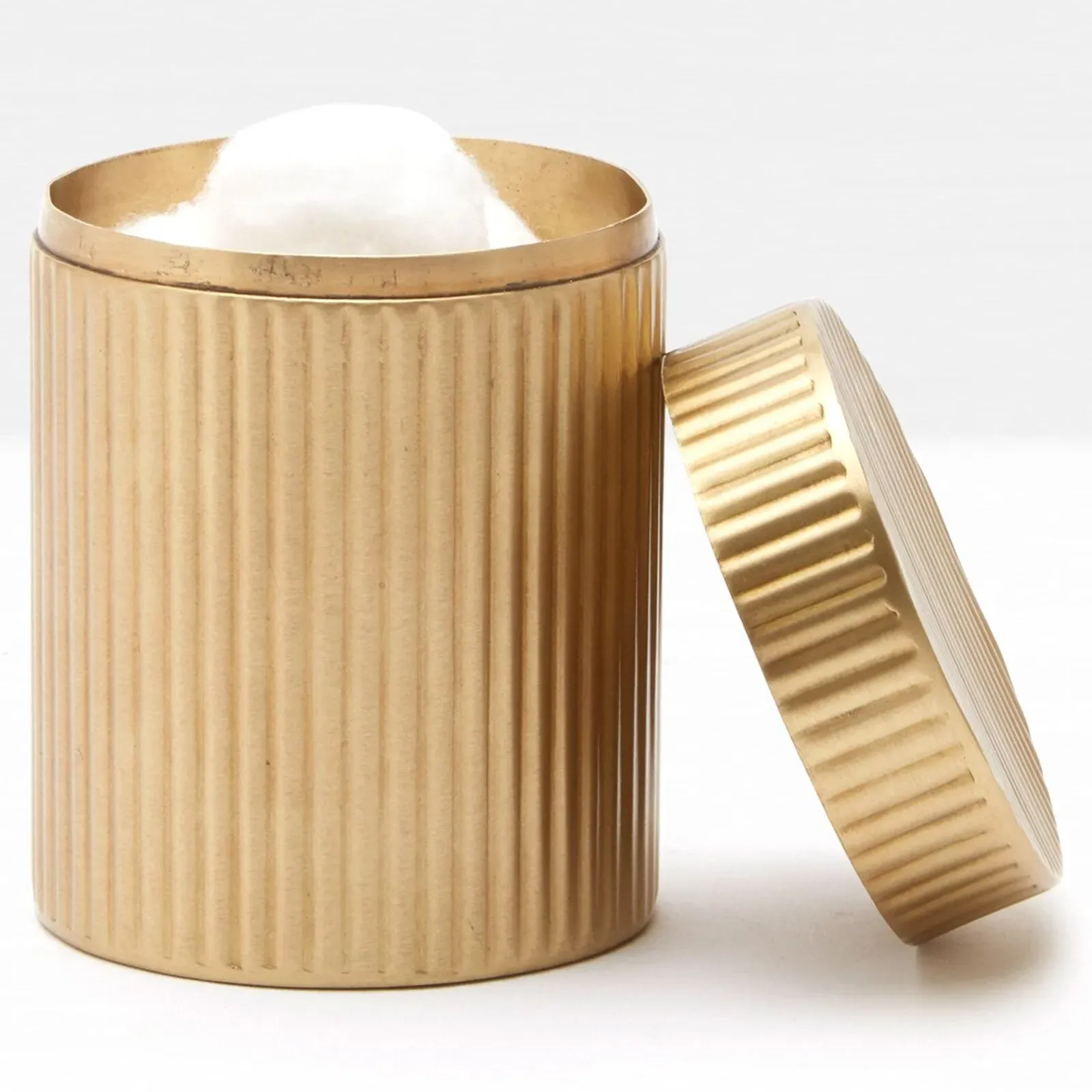 Redon Small Ribbed Metal Canister - Antique Brass