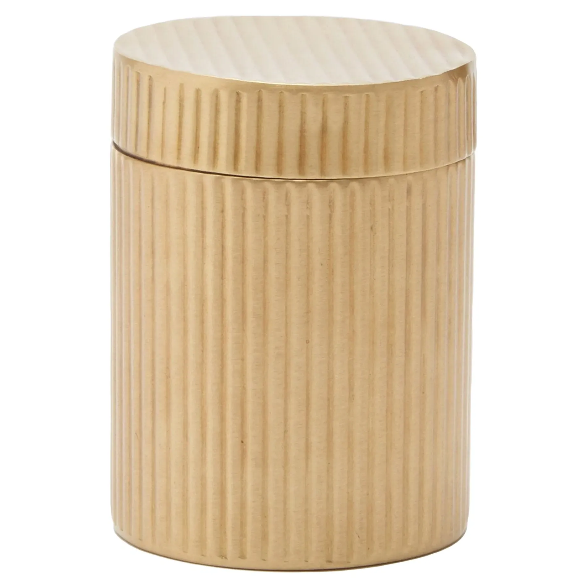 Redon Small Ribbed Metal Canister - Antique Brass