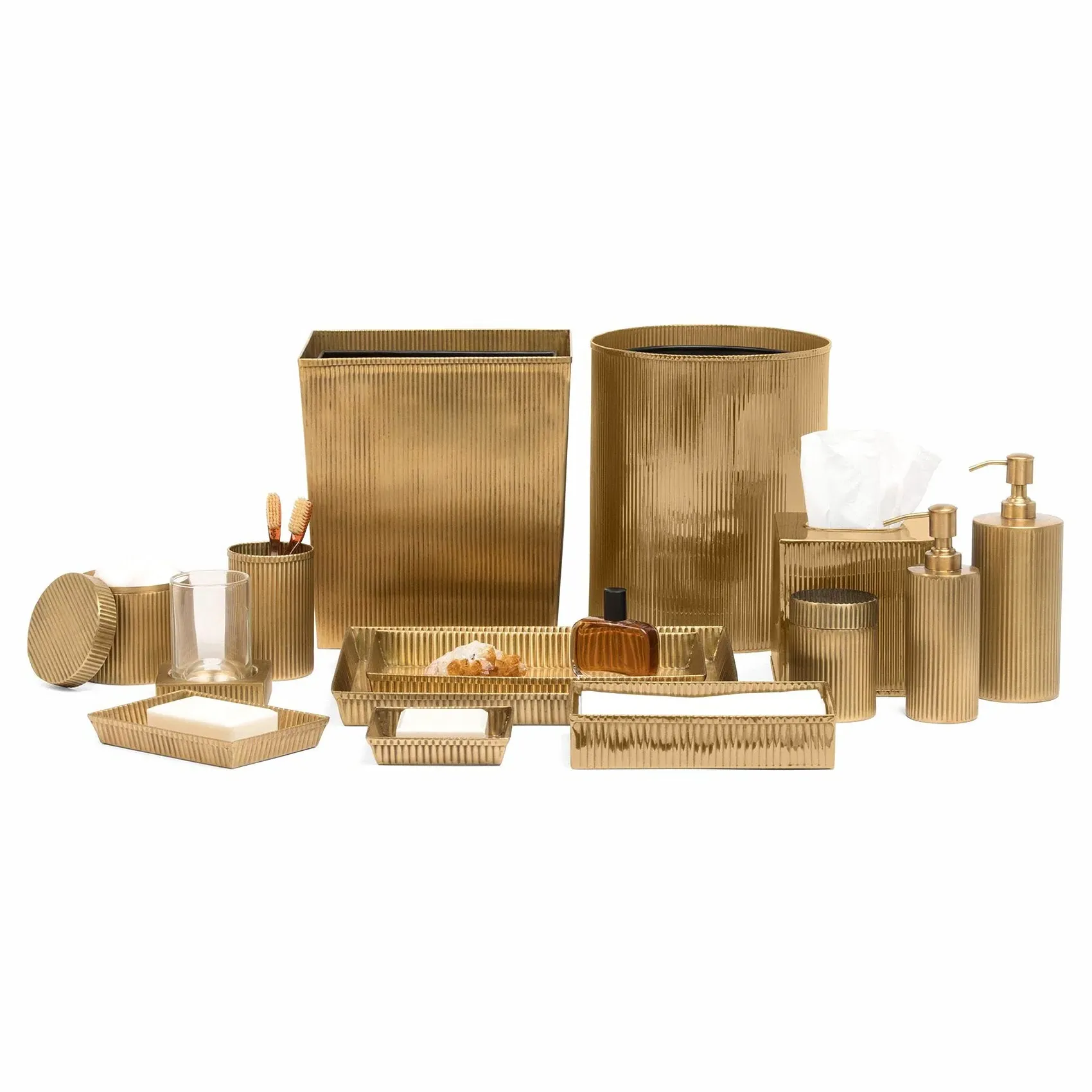 Redon Small Ribbed Metal Soap Pump - Antique Brass